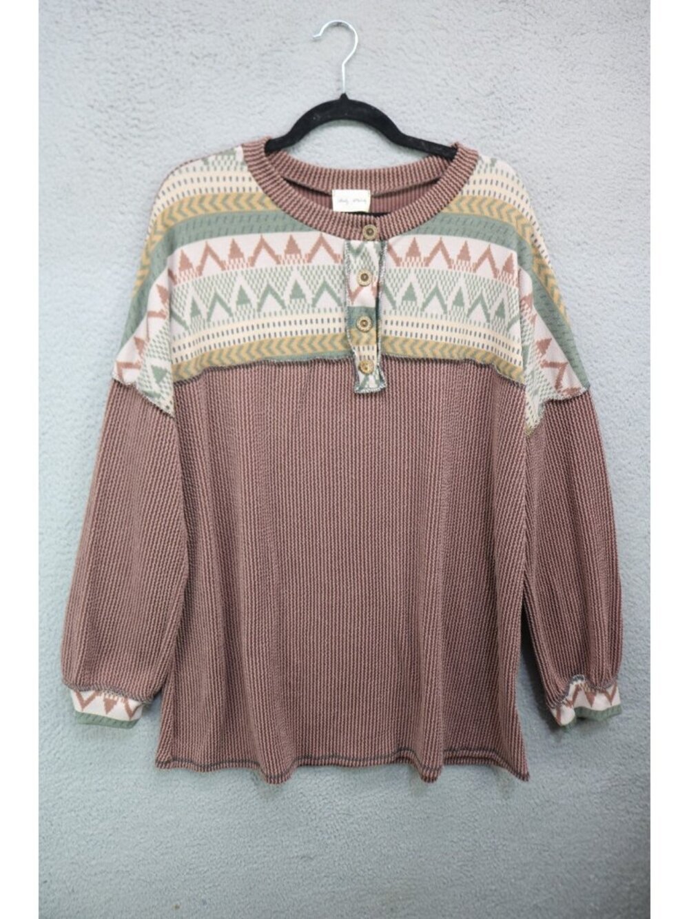 Lovely Melody Long Sleeve Waffle Weave Southwestern Tunic-XL-Comfy-BOHO